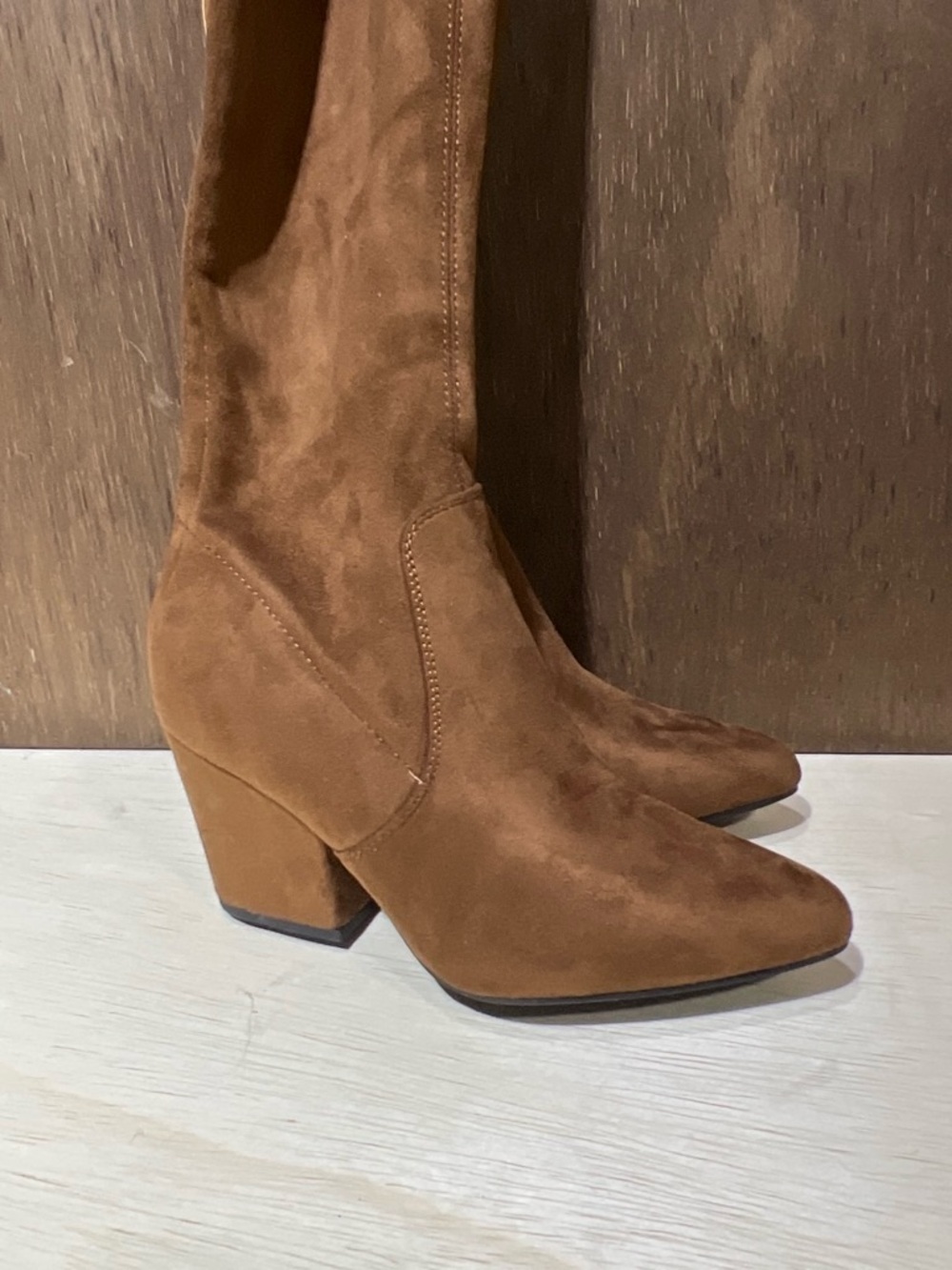 Women's Brown Suede Mid-Heel Boots